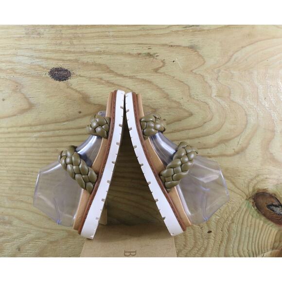 New Born Sandals Womens 8 Green Leather Freesla Braided Flats Shoes - Picture 5 of 8